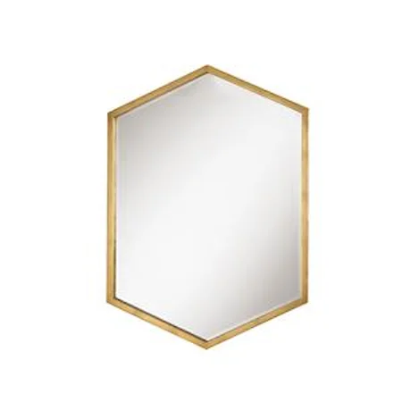 Hexagon Shaped Mirror With Gold Frame